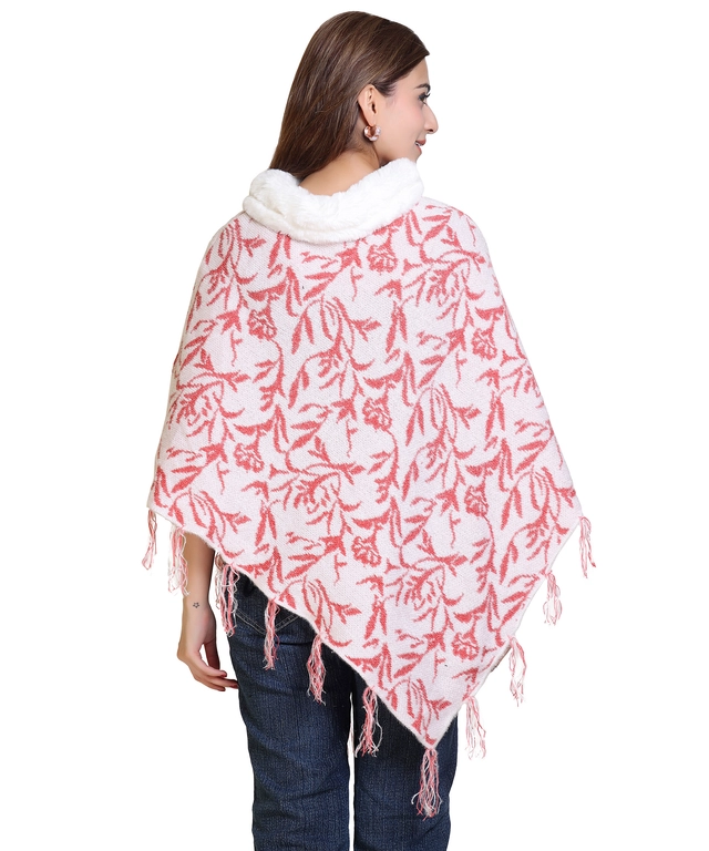 Woolen Self-Design Ponchos for Women (Multicolor, M)