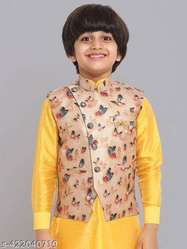 Art Silk Ethnic Jackets for Boys (Multicolor, 1-2 Years)