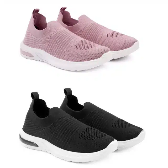 Sports Shoes Combo for Women (Pack of 2) (Pink & Black, 4)