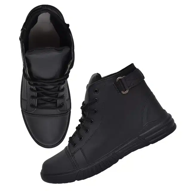 Men's Lace Up Casual Boots (Black, 6) (JF-35)