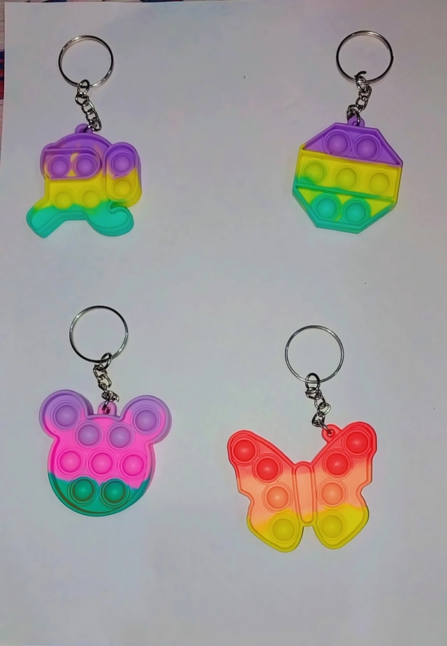 Plastic Poppet Keychains (Multicolor, Pack of 4)