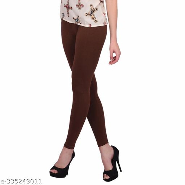 Cotton Lycra Leggings for Women (Brown, 26)