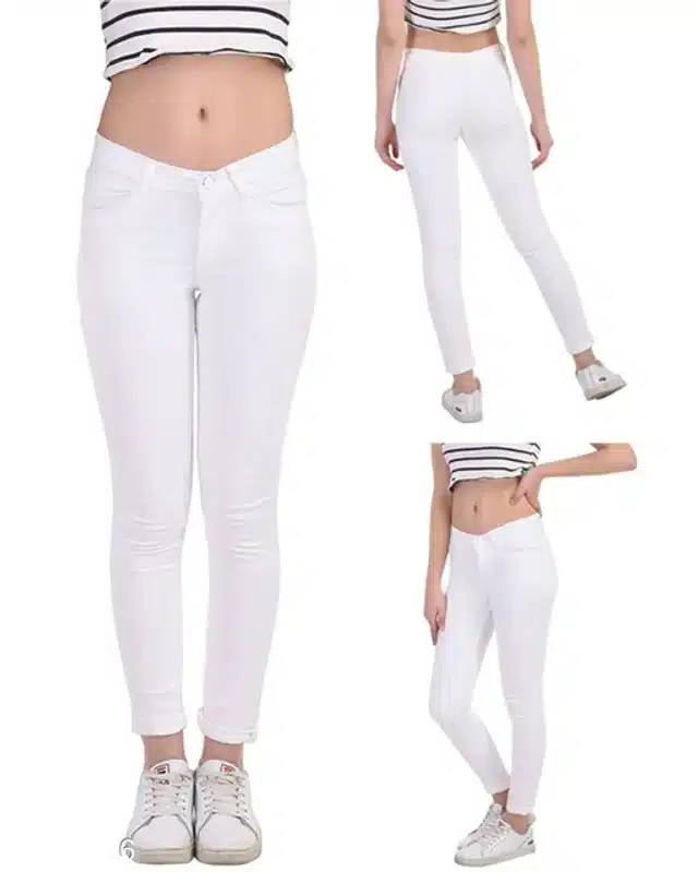Stretchable Jeans for Women & Girls (White, 28)