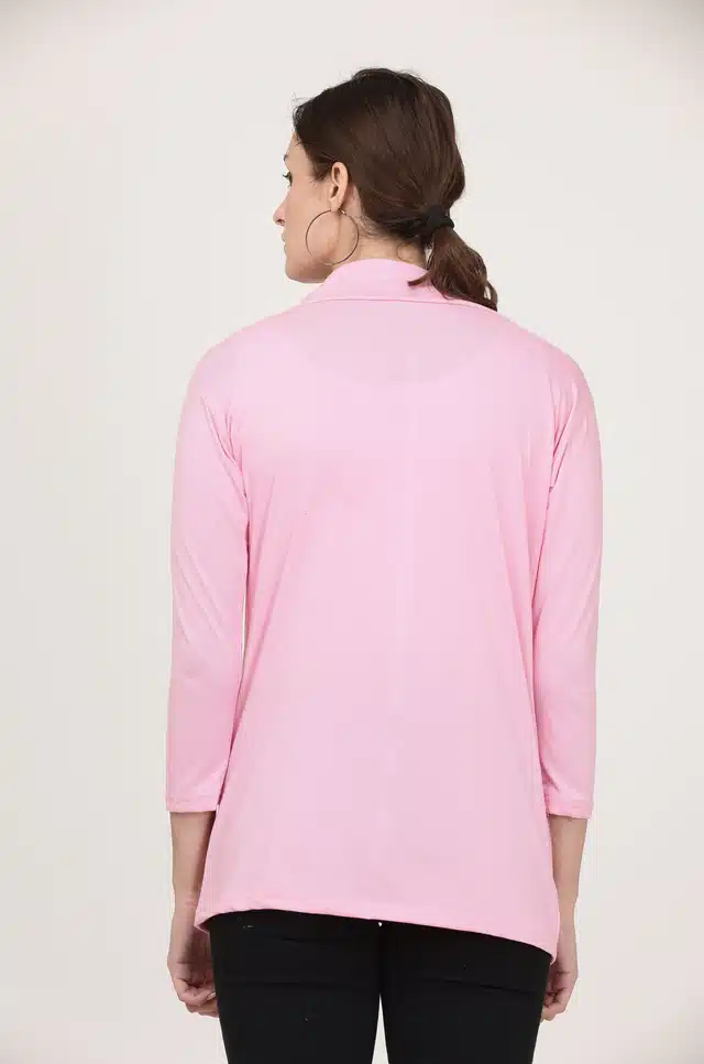Cotton Solid Shrug for Women (Pink, S )