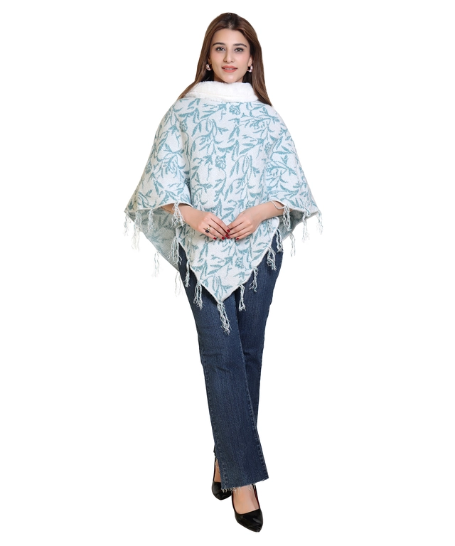 Woolen Self-Design Ponchos for Women (Multicolor, M)