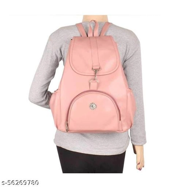 PU Backpack for Women (Pink, Pack of 2)