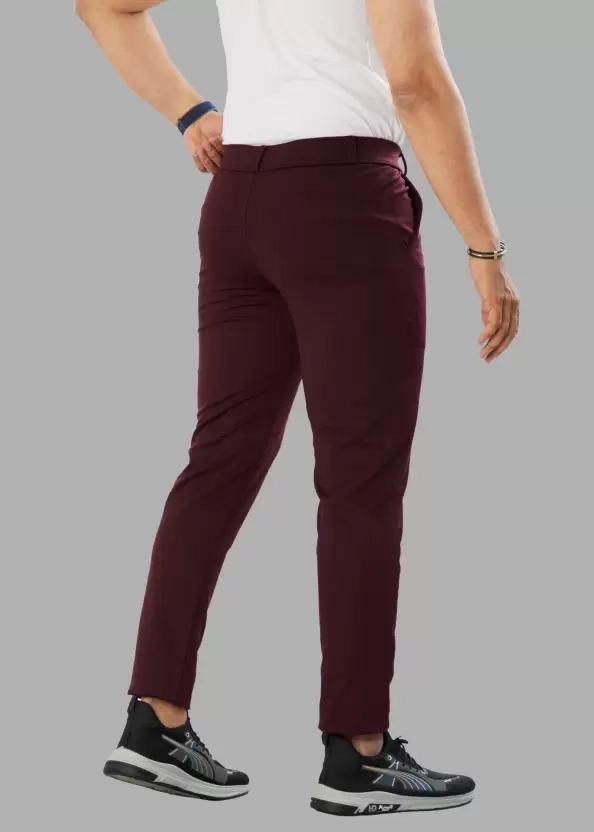 Lycra Solid Trouser for Men (Wine, 28)