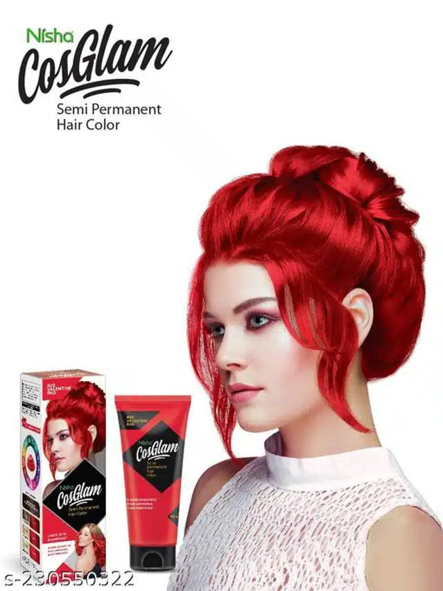 Nisha Cos Glam Semi Permanent Hair Color (Valentine Red, 120 g)