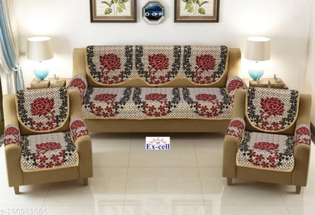 Polycotton 5 Seater Sofa Covers (Red, Set of 1)