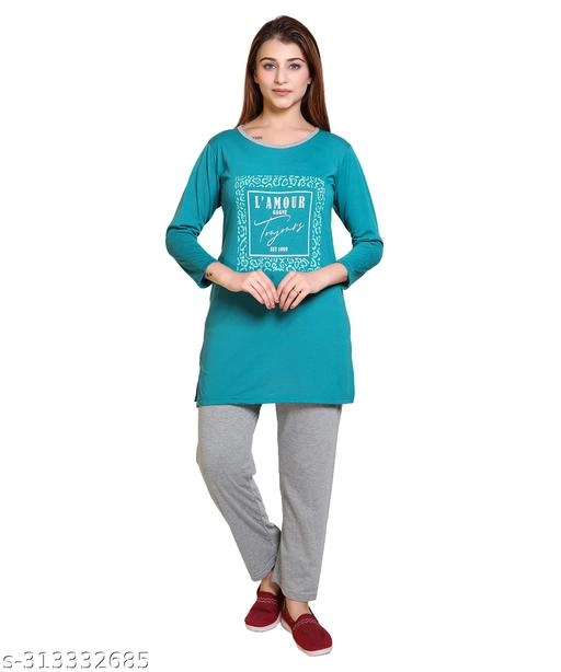 Woolen Nightsuit for Women (Bottle Green, XXXL)