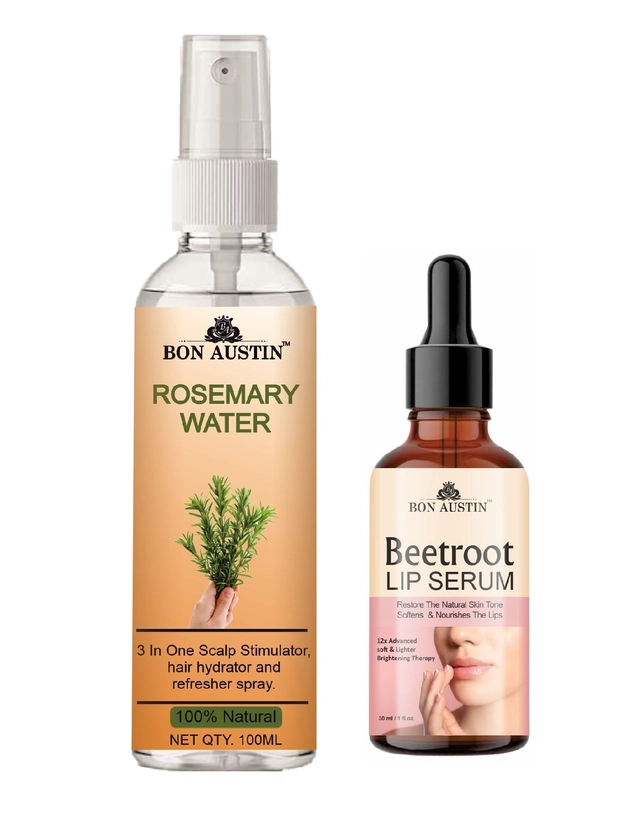 Bon Austin Natural Rosemary Water (100 ml) with Beetroot Lip Serum (30 ml) (Set of 2)