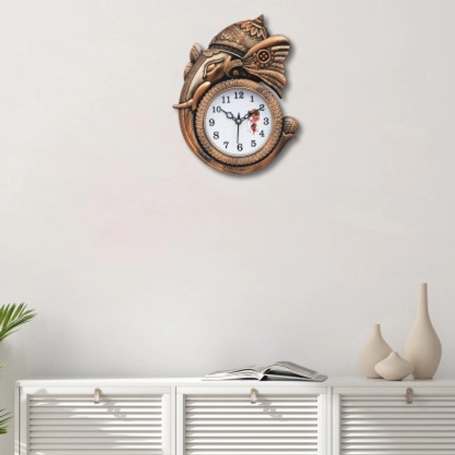 DIVINE CRAFT Analog 27.94 cm X 22.86 cm Wall Clock  (Brown, With Glass, Standard, Pack of 1)