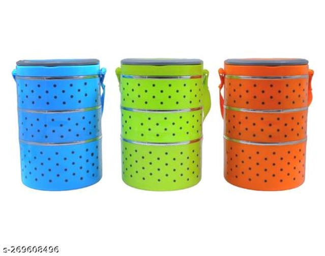 Plastic 3 Layer Lunch Box (Orange)