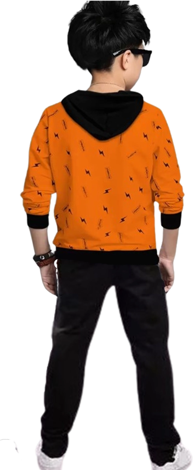 Cotton Blend Clothing Set for Boys (Orange & Black, 2-3 Years)