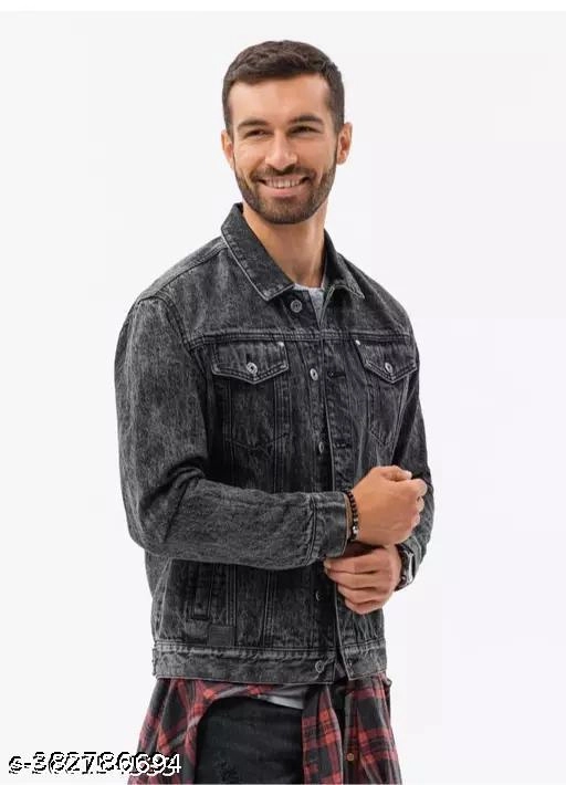 Denim Jacket for Men (Grey, M)