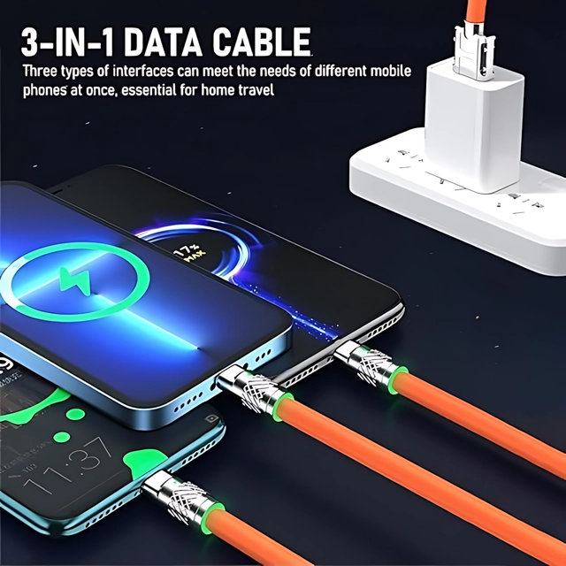 3 in 1 Charging Cable (Multicolor, 120 W)