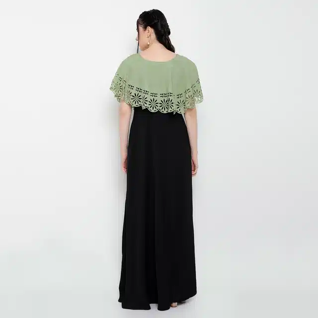 Women's Maxi Dress (Green & Black, XXL) (OD-95)