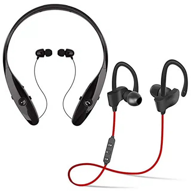 QC10 Jogger with Hbs 730 Bluetooth Neckbands (Multicolor, Pack of 2)
