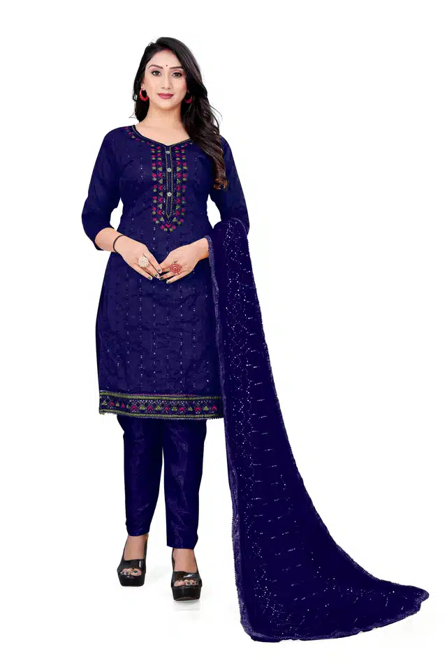 Unstiched Dress Material for Women (Blue)
