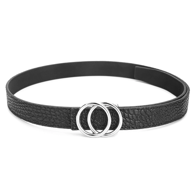 Artificial leather Belt for Women (Black & Silver)