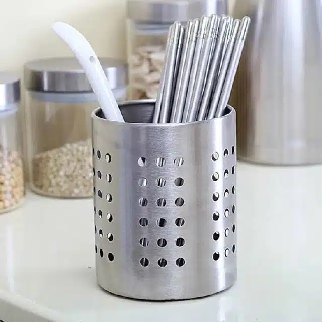 Stainless Steel Cutlery Holder (Silver, Pack of 3)