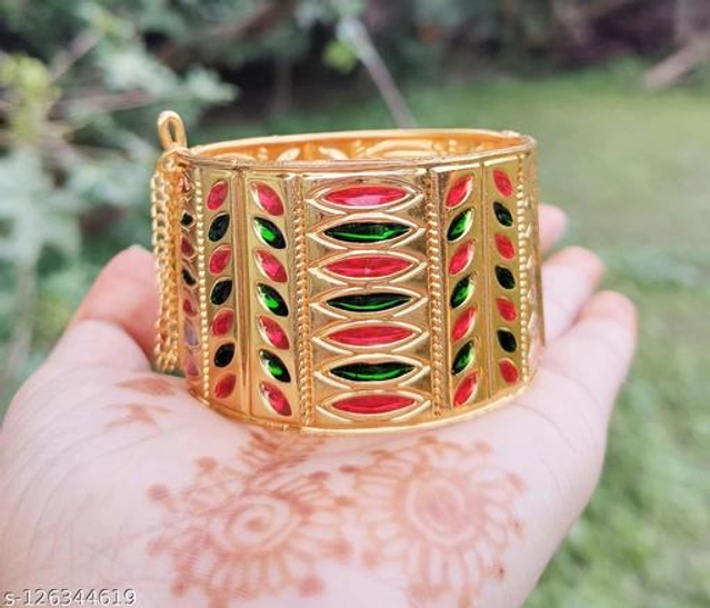 Brass Gold Plated Bangles for Women (Multicolor, 2.2)