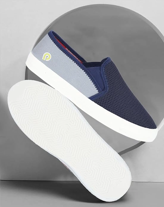 Slip-On Casual Shoes for Men (Navy Blue & White, 6)