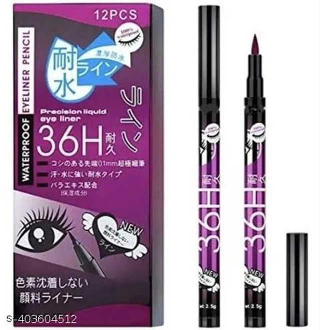 36H Waterproof Sketch Eyeliner (Black, Pack of 12)