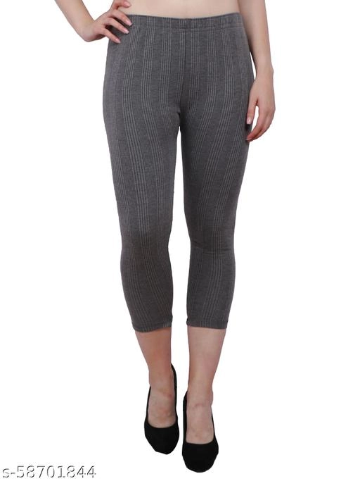 Cotton Blend Thermal Bottoms for Women (Grey, M)