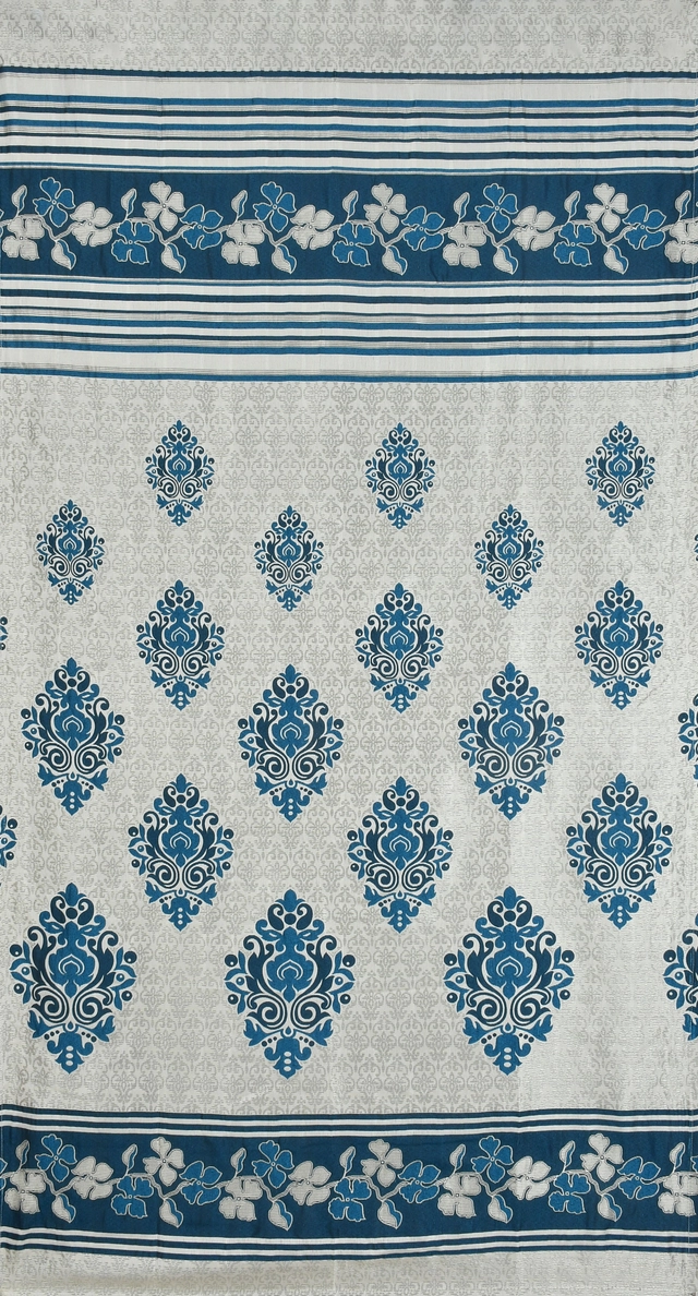 Jacquard Printed Window & Door Curtains (Blue, 5 feet) (Pack of 2)