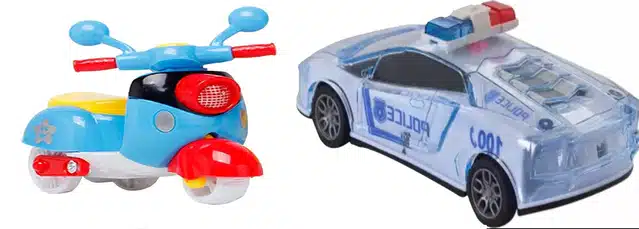 Police Car with Scooter Toy (Set of 2, Multicolor)