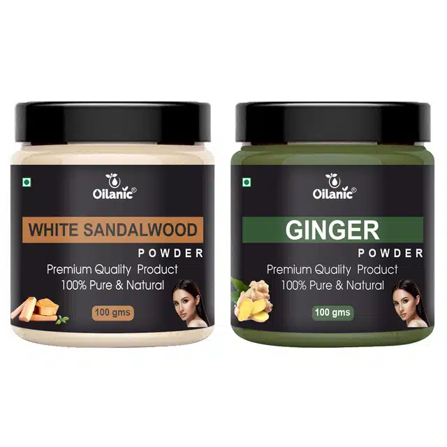 Natural White Sandalwood & Ginger Powder for Skin & Hair (Pack of 2, 100 g)