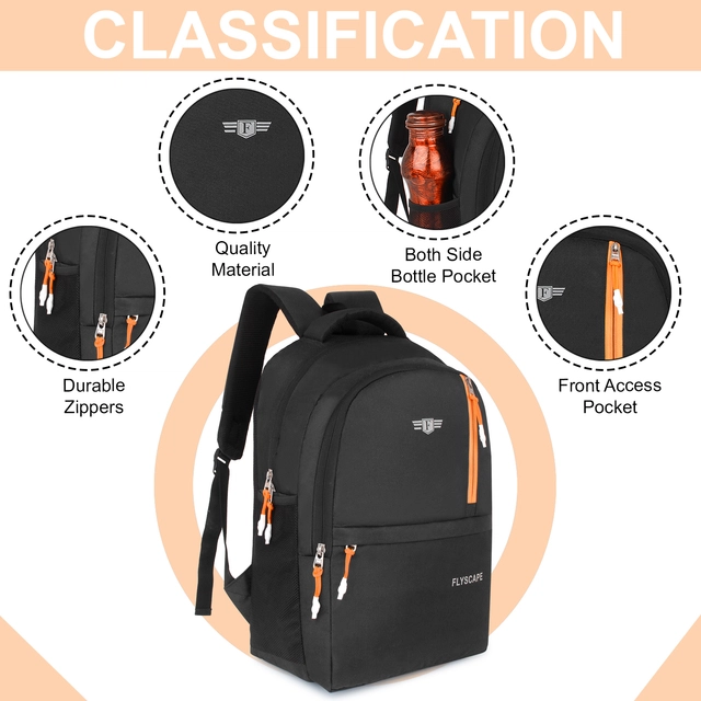 Polyester Laptop Backpack for Men & Women (Black, 25 L)