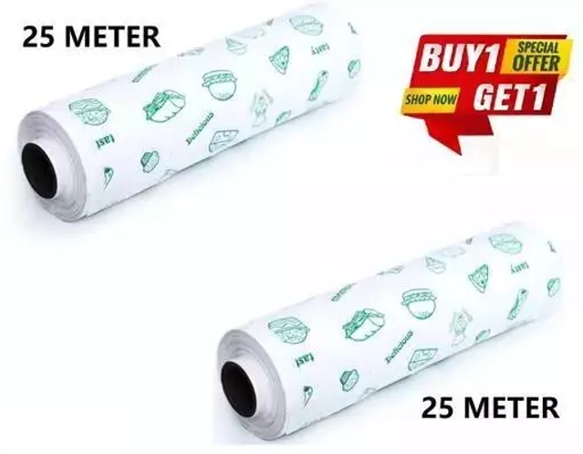 Food Warpping Paper Roll (White, 25 m) (Pack of 2)