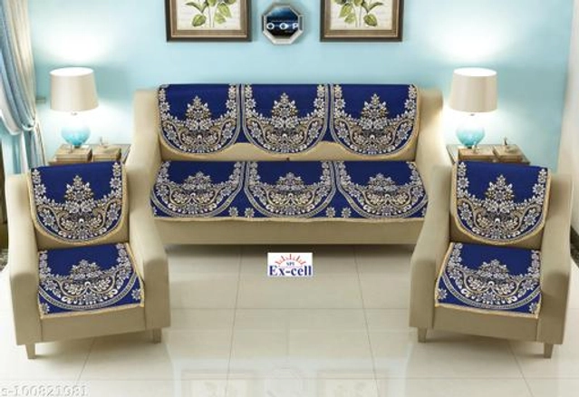 Polycotton 5 Seater Sofa Covers (Blue, Set of 1)