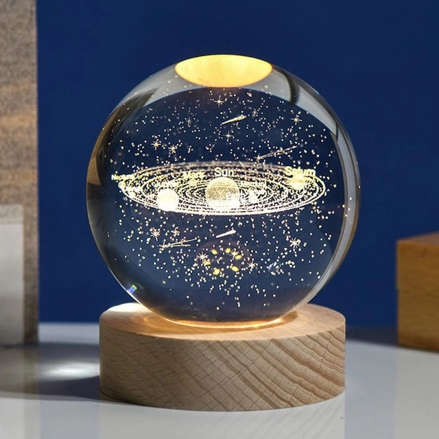 Wooden Crystal Ball Night Light (Multicolor)