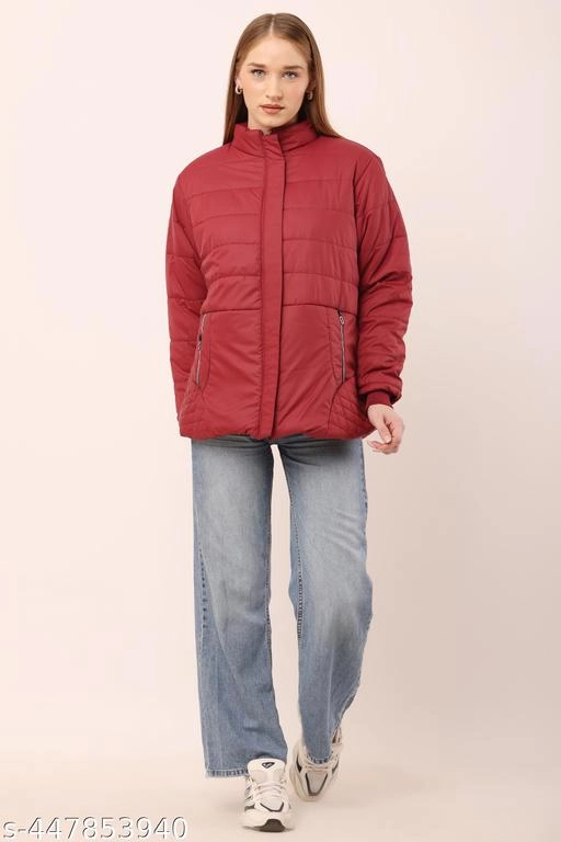 Nylon Jacket for Women (Maroon, L)