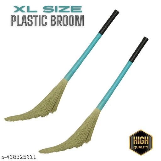 Plastic Floor Cleaning Broom (Multicolor, Pack of 2)