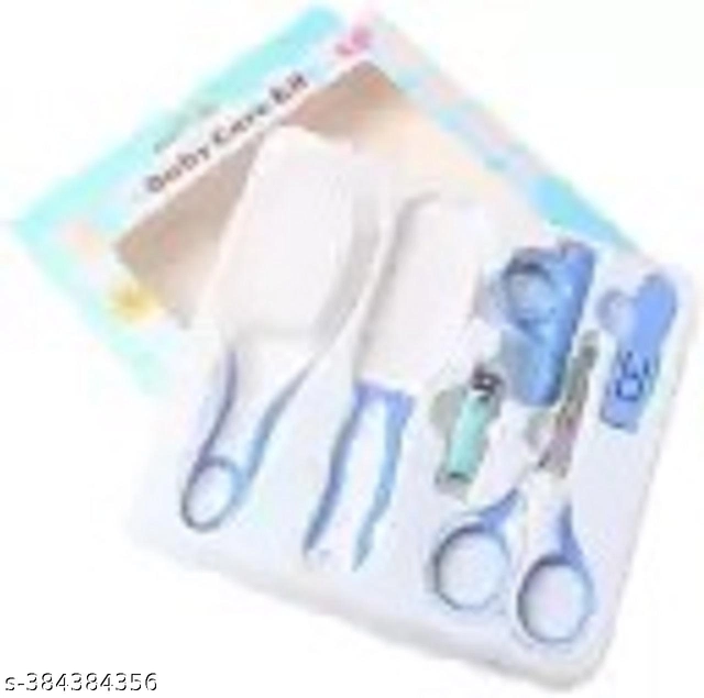 Combo of Silicone Pedicure & Manicure Set (6 Pcs) with Finger Brush for Infants (Blue, Set of 2)