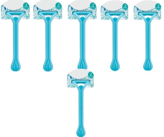 Softcare Disposable Twin Blades Razors for Female (Blue, Pack of 6)