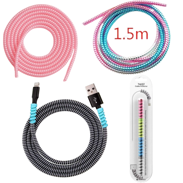 Combo of Silicone 3 Pcs 1.5 m Wire Protectors with 4 Pcs Twist Cable Protectors (Multicolor, Set of 7)