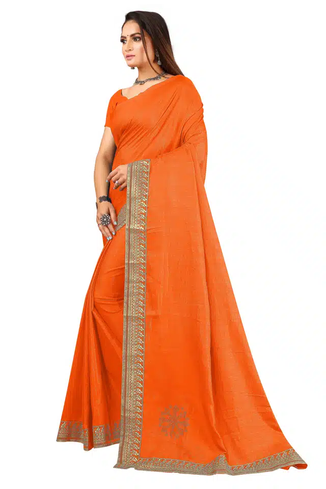 Jacquard Saree for Women (Orange, 6.1 m)