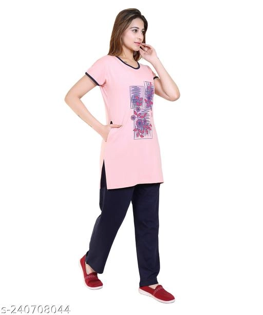 Woolen Nightsuit for Women (Peach, M)