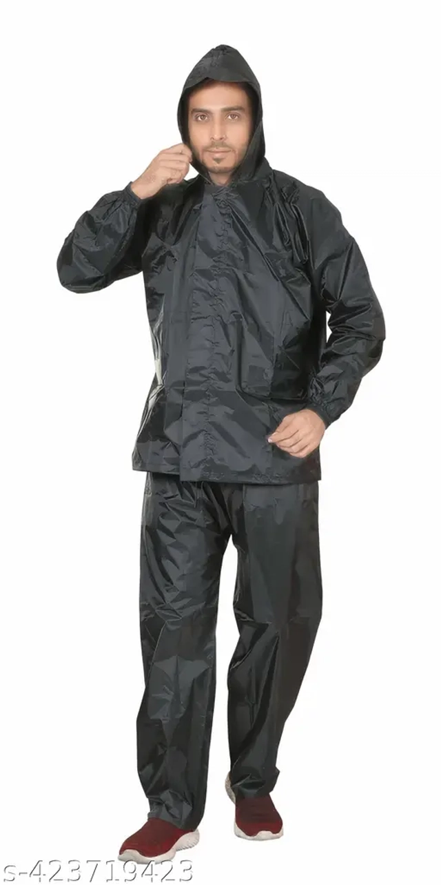 Plastic Raincoat for Men (Black, Free Size)