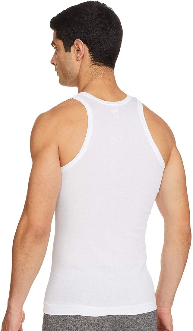 Cotton Solid Vest for Men (White, 80) (Pack of 4)