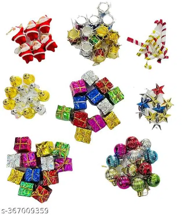 Christmas Tree Decoration Hanging Ornaments (Multicolor, Set of 82)