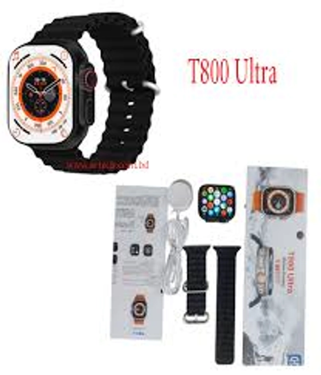 T800 Silicone Strap Smartwatch for Men & Women (Black)