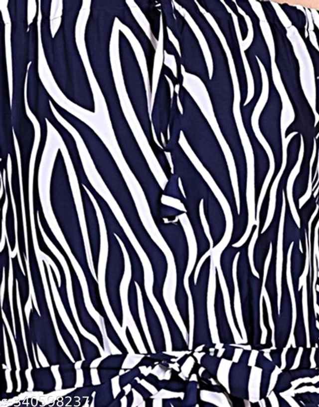 Crepe Printed Jumpsuit for Women & Girls (Navy Blue, S)