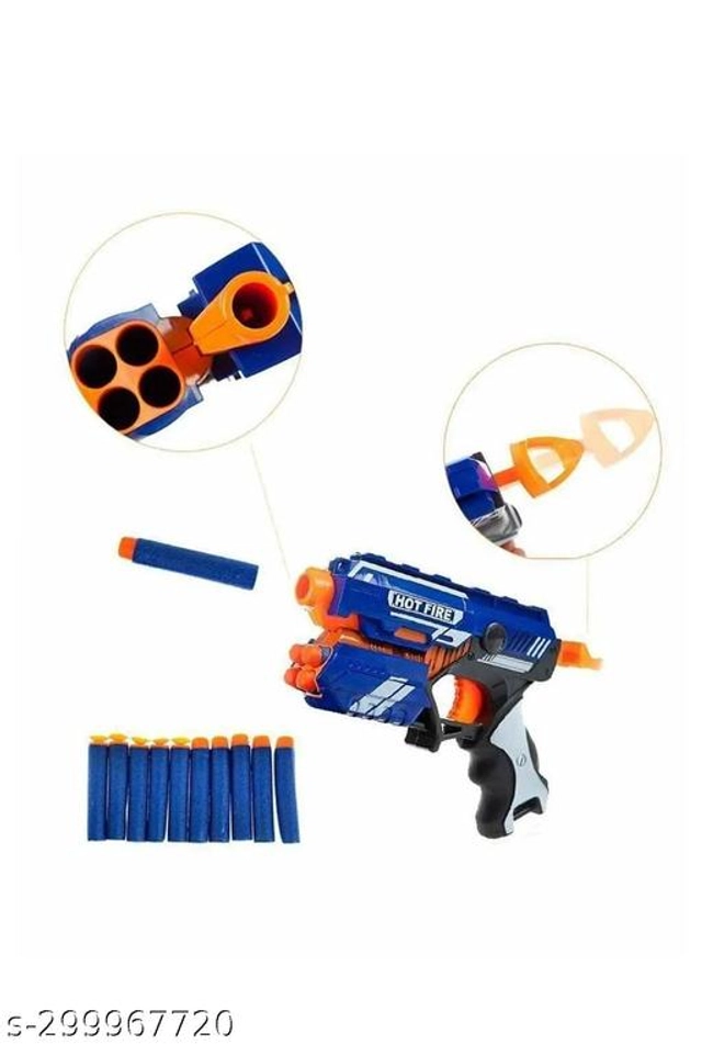 Bullet Gun Toy with 10 Pcs Foam Bullets for Kids (Blue & Orange)