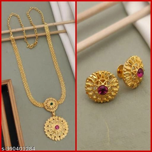 Alloy Necklace & 1 Pair Earrings for Women (Multicolor, Set of 2)